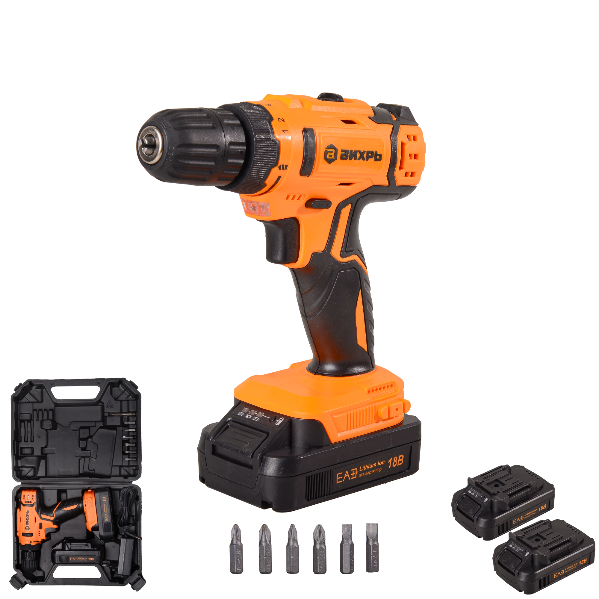 Дрель-шуруповерт аккумуляторная ДА-18Л-2К (2,0 А/ч)