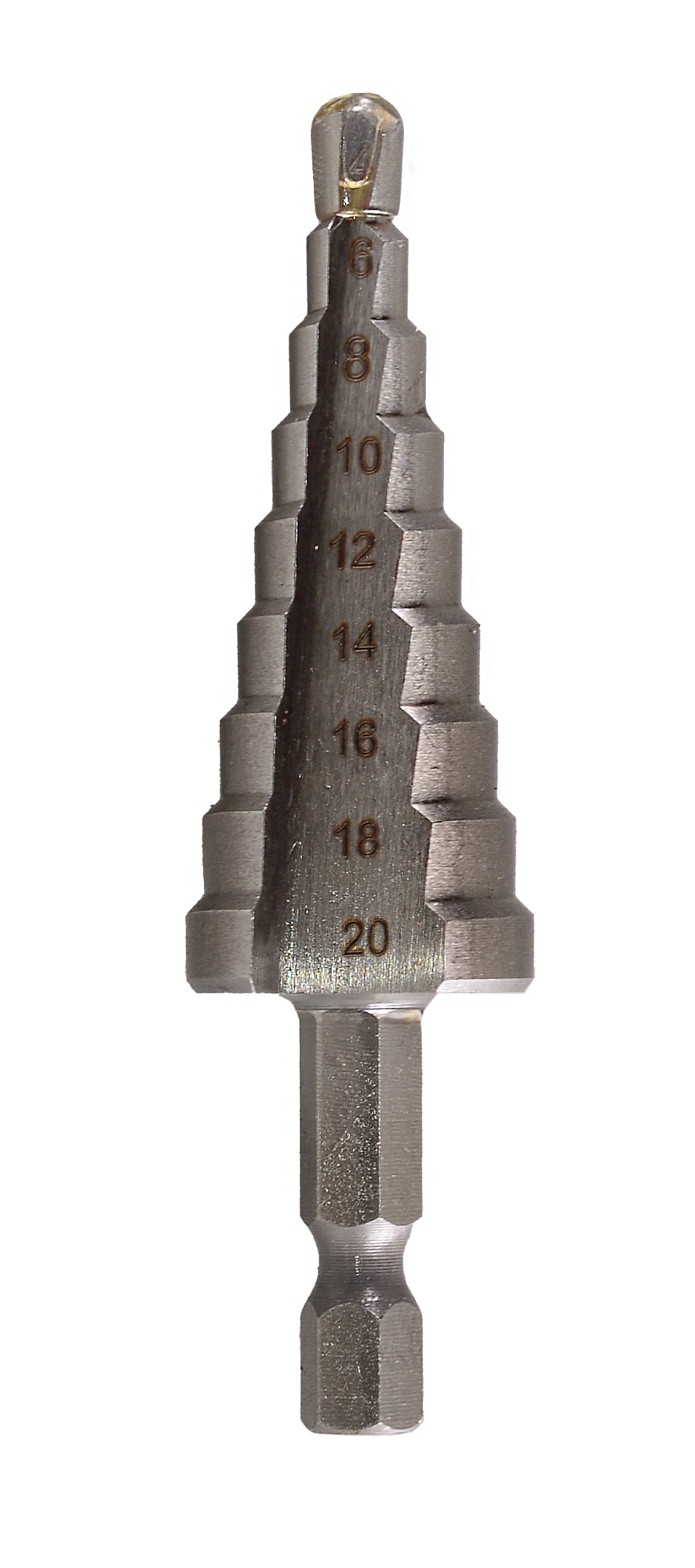 Сверло ступенчатое по металлу 4-6-8-10-12-14-16-18-20мм P6M5 шестигранный хвостовик