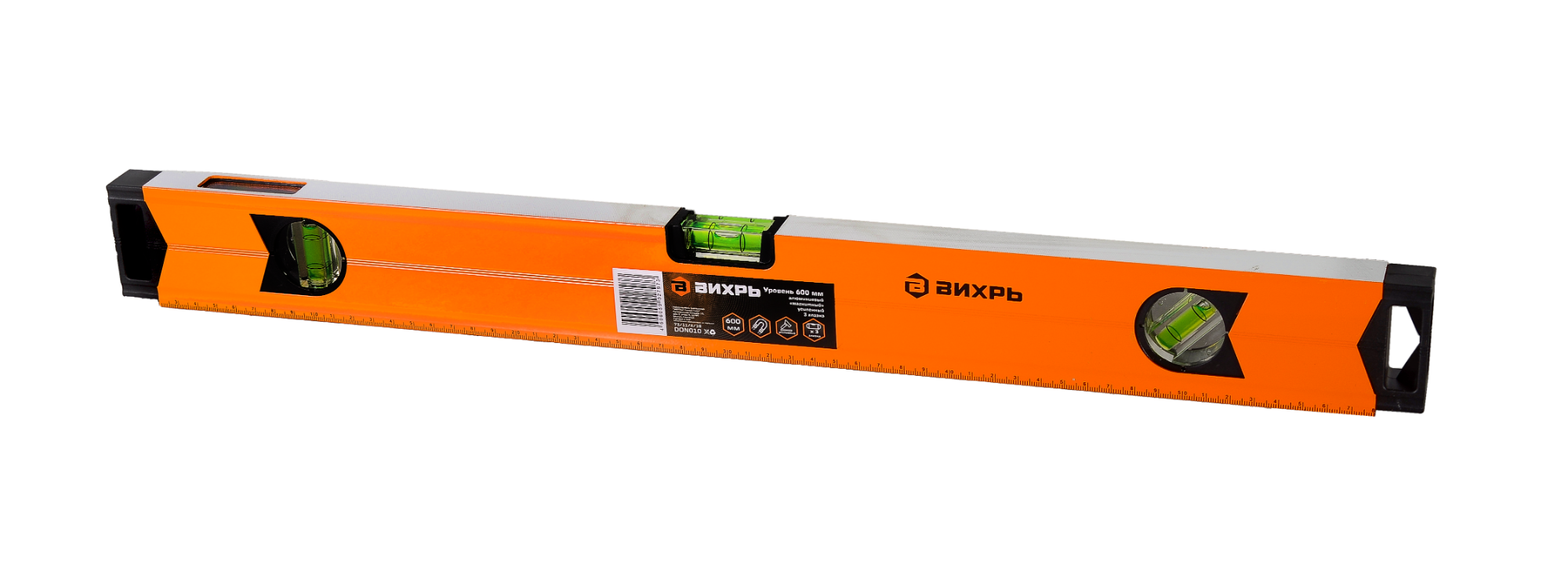 Уровень алюминиевый Магнитный 600 мм фрезерованный 3 глазка (1 зеркальный)