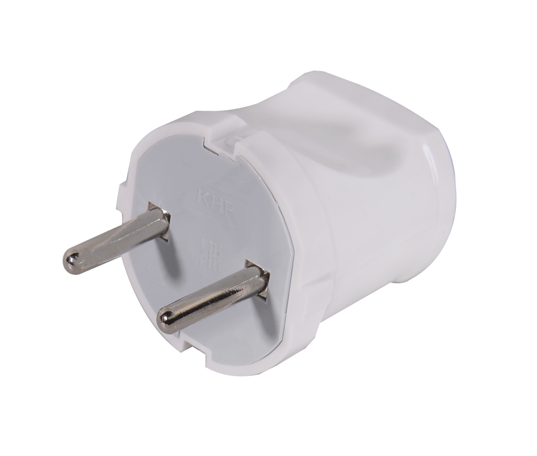 Вилка прямая б/з, белая 6А 250В