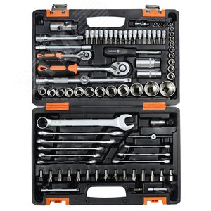 Набор инструментов, 1/2'' , 1/4'' , CrV, в кейсе 82 предм'' - фото 1