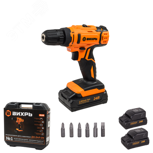 Дрель-шуруповерт аккумуляторная ДА-24Л-2к (2,0 А/ч) - фото 1