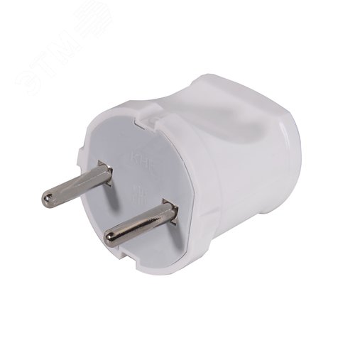 Вилка прямая б/з, белая 6А 250В - фото 1