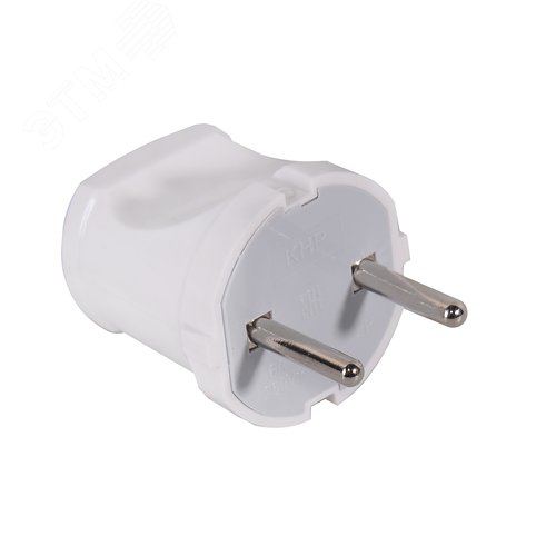 Вилка прямая б/з, белая 6А 250В - фото 2