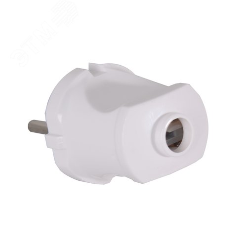 Вилка прямая б/з, белая 6А 250В - фото 3