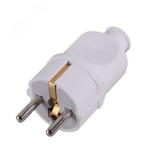 Вилка прямая с/з, белая 16А 250В - фото 1