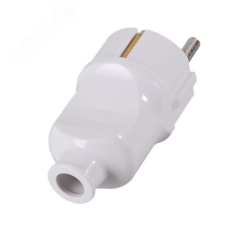 Вилка прямая с/з, белая 16А 250В - фото 2