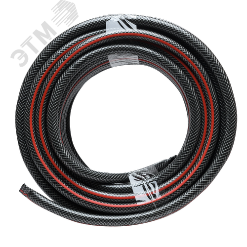 Шланг поливочный ПВХ усиленный премиумпищевой трехслойный армированный 1/2 25м черно-красный - фото 2