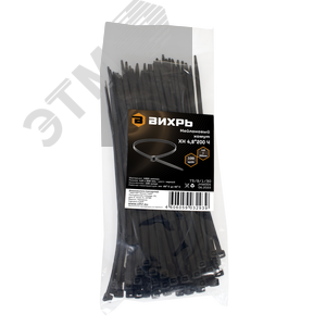 Хомут нейлоновый 4,8*200 Ч (100) - фото 1