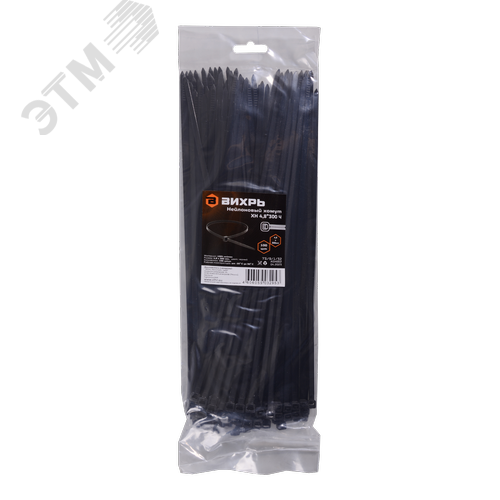 Хомут нейлоновый 4,8x300 Ч 100 шт - фото 1