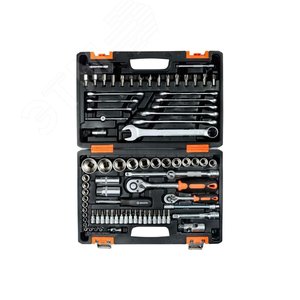 Изображение товара Набор инструментов Вихрь АВТО, 1/2 , 1/4 , CrV, в кейсе 82 предмета (шт)