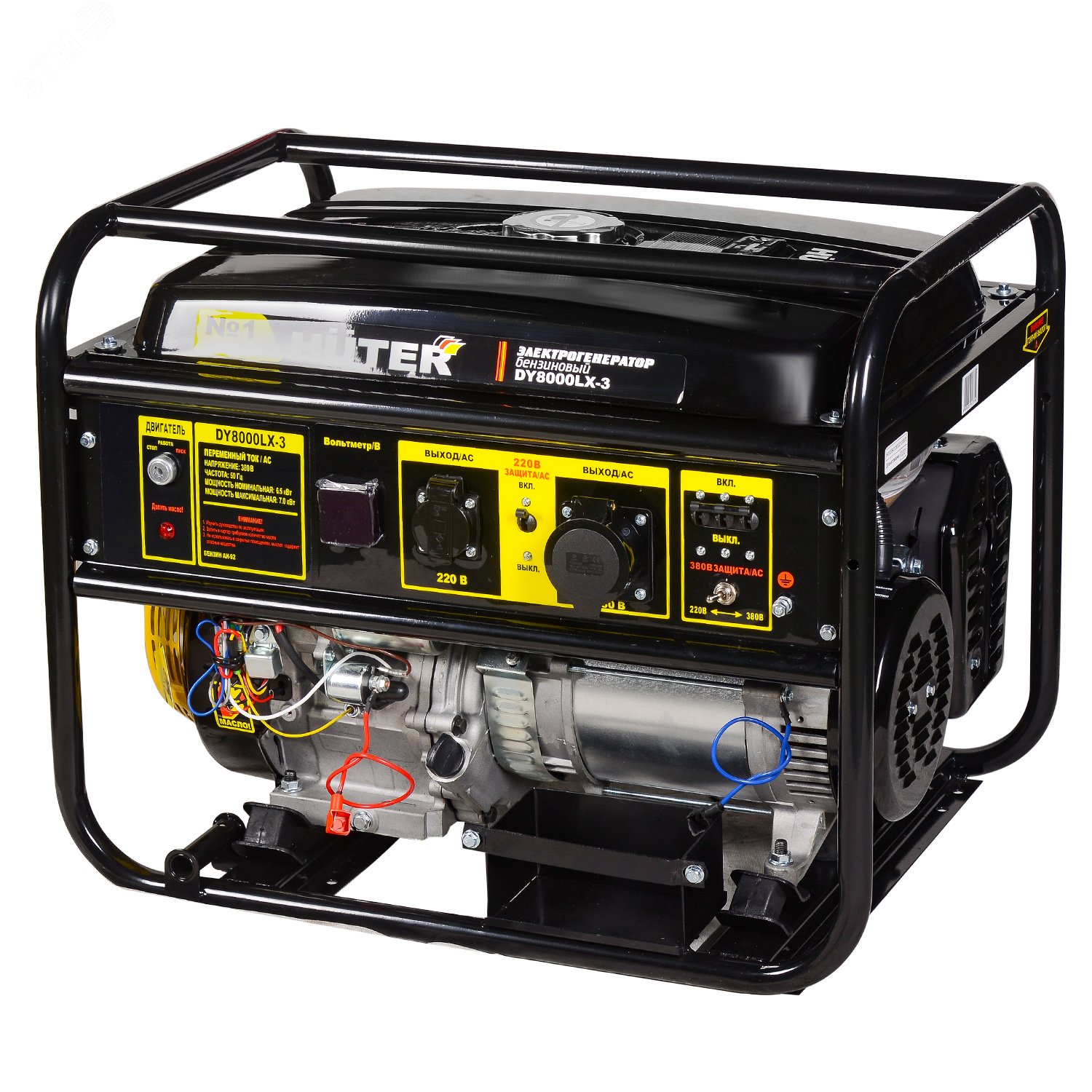 Изображение товара Бензиновый генератор HUTER DY8000LX-3 мощностью 6500 Вт с электростартером