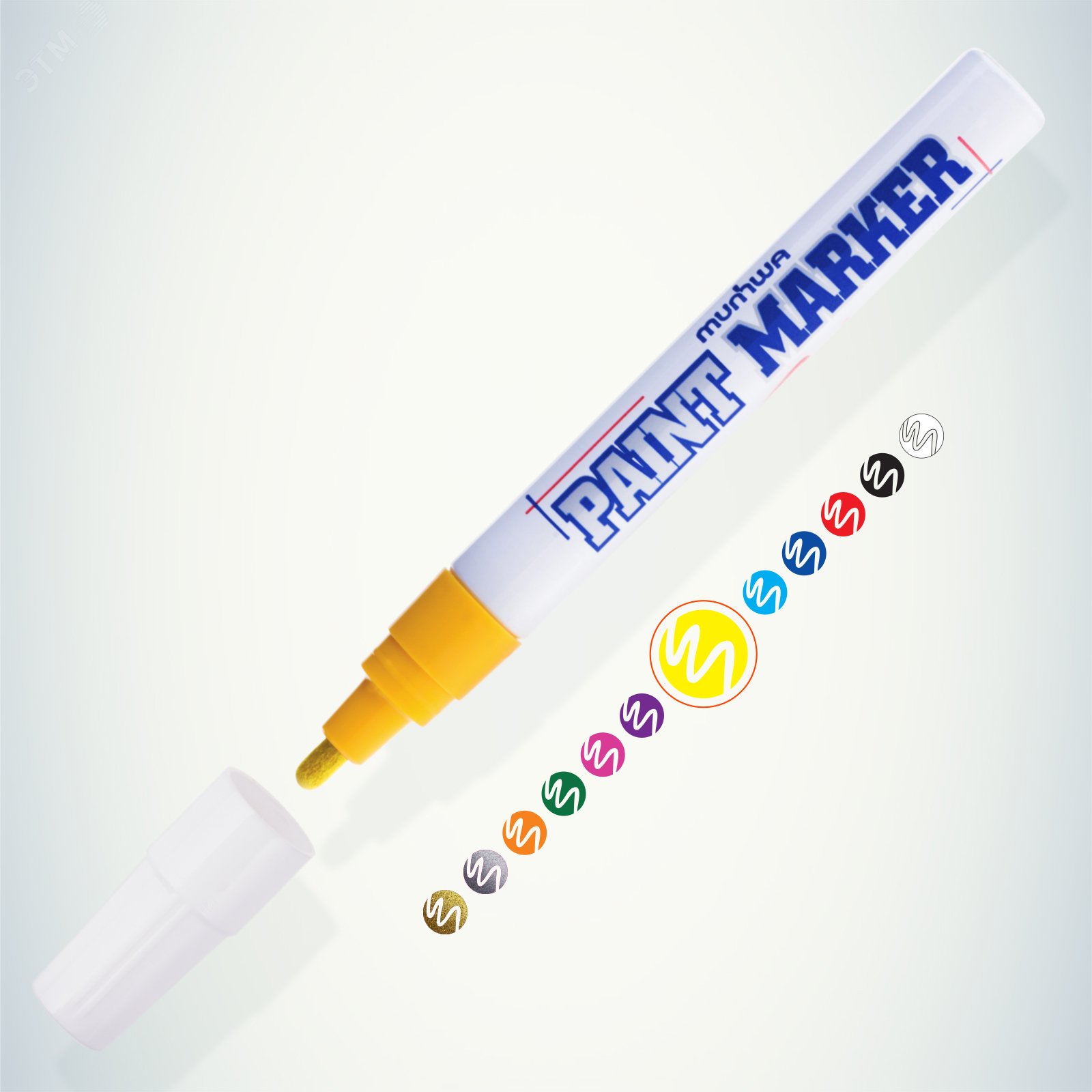 Изображение товара Маркер-краска Paint marker, желтая 4мм (PM-08) БЛ-1 (36/2160) (шт)