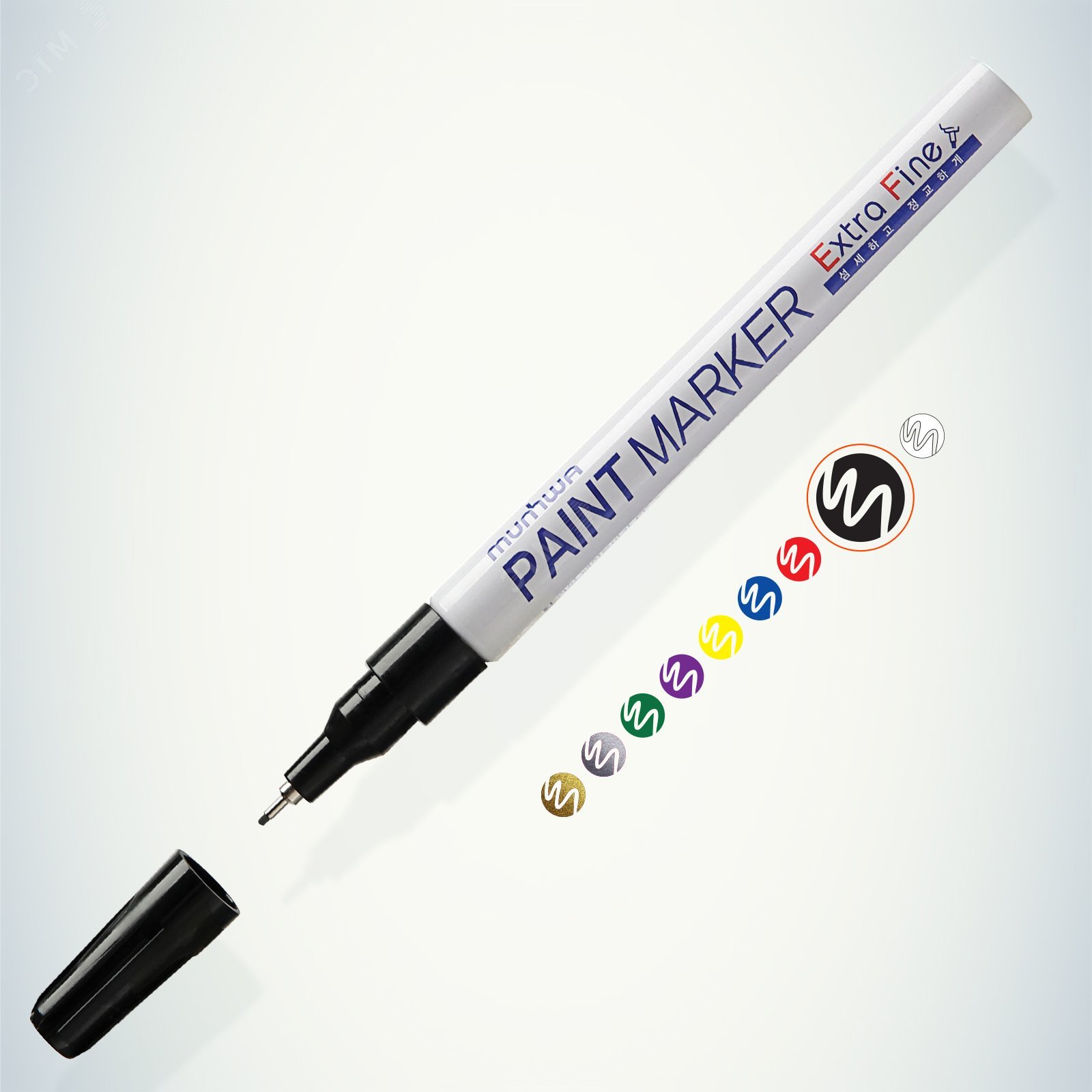 Маркер-краска Extra Fine Paint Marker черная, 1мм, нитро-основа EFPM-01 MunHwa - превью 2