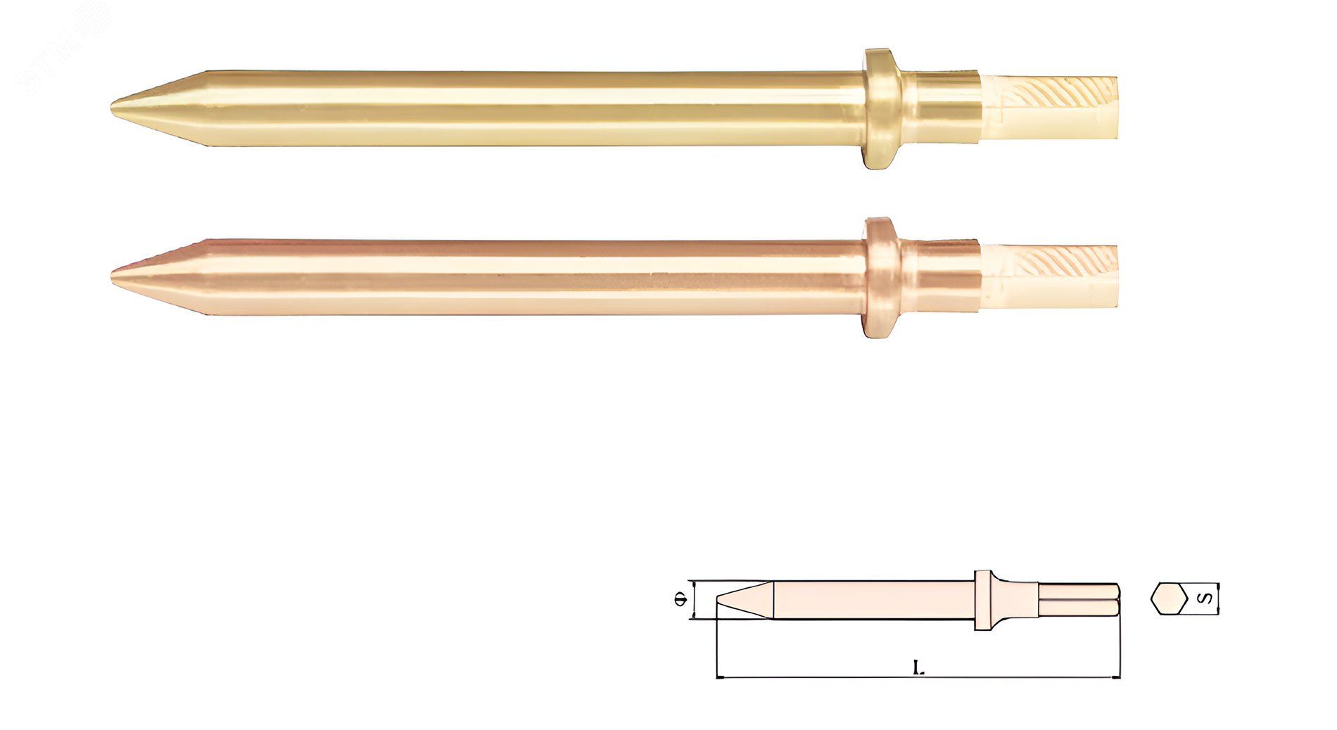 Изображение товара Долото-пика пневматическое (12х125 мм) искробезопасный сплав AlCu 226-1002 (шт)