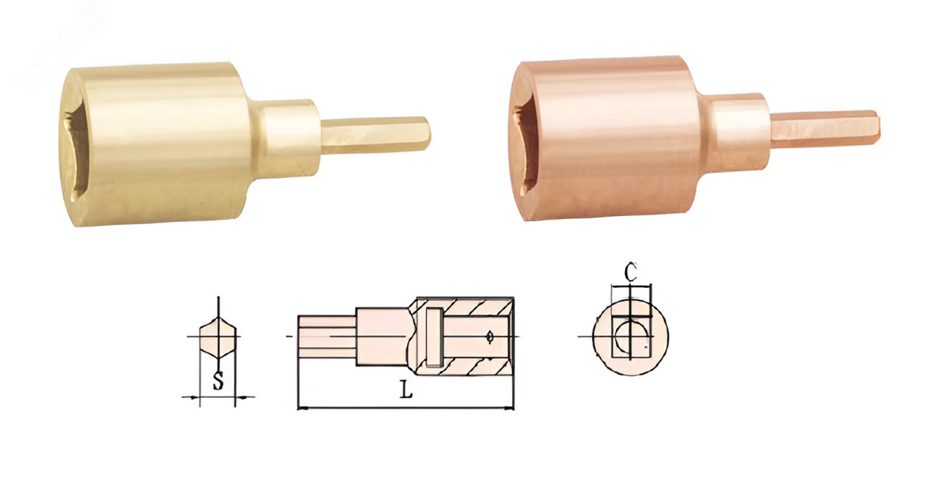 Изображение товара Головка торцевая с внешним шестигранником (1/4''-7 мм) искробезопасный сплав AlCu 111A-1010 (шт)