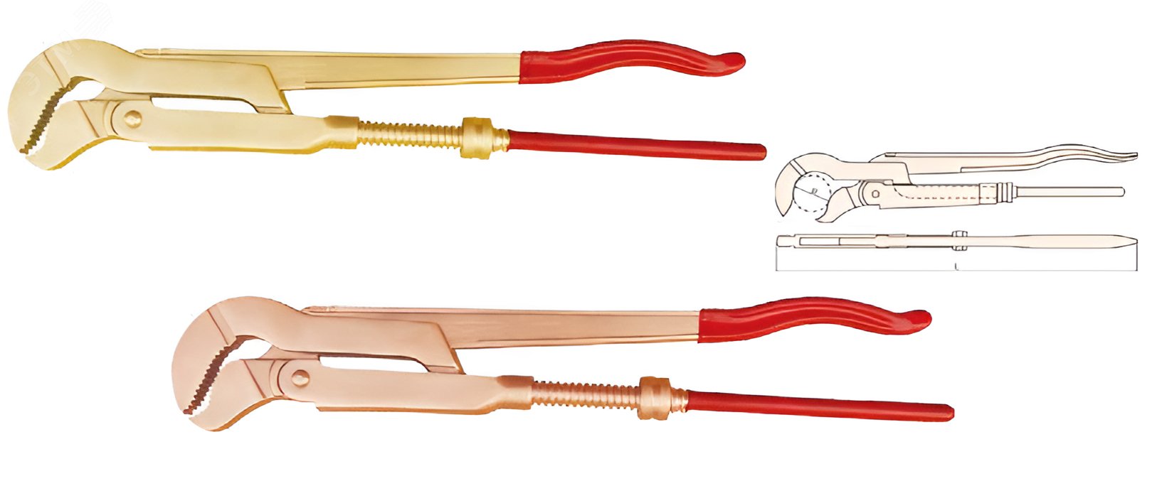 Изображение товара Ключ трубный шведский S-образный №4 искробезопасный сплав AlCu HORTZ