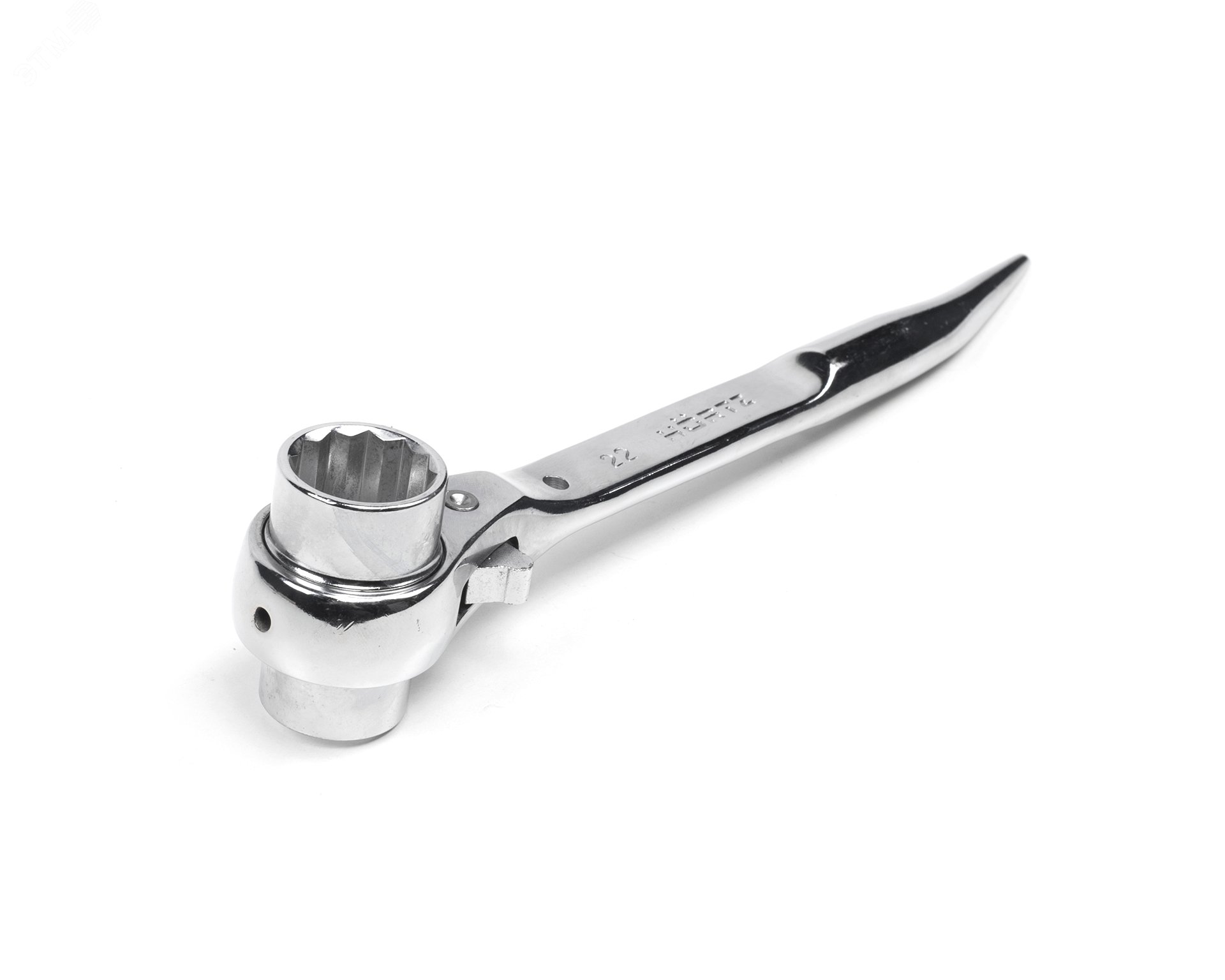 Изображение товара Ключ коликовый торцевой двусторонний трещоточный 19x22 хромированный