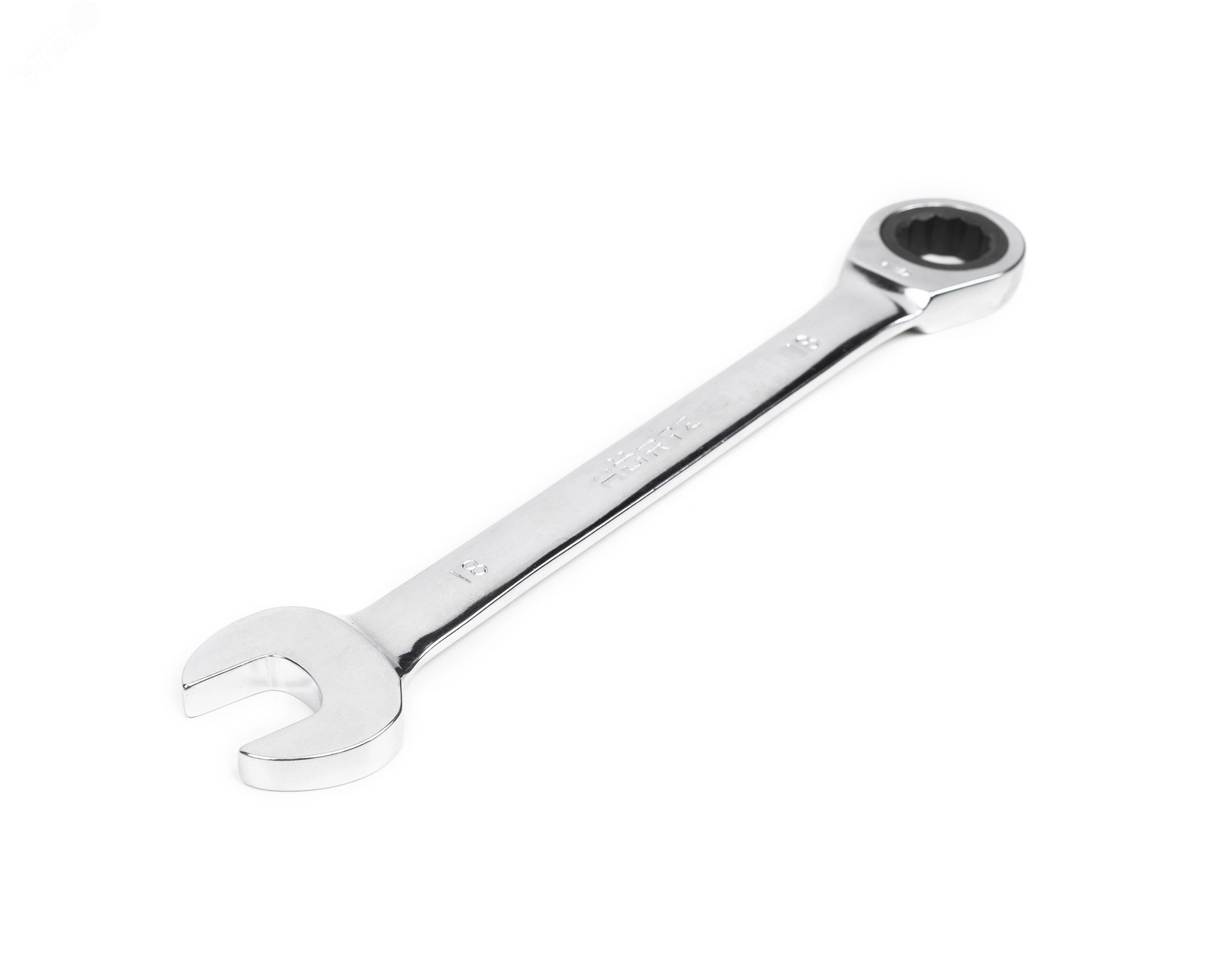 Изображение товара Ключ комбинированный трещоточный 18х18 хромированный для монтажа и ремонта