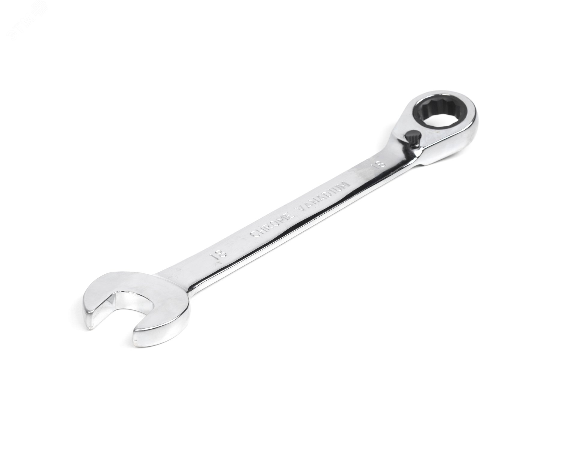 Изображение товара Комбинированный трещоточный ключ 18х18 хромированный HORTZ