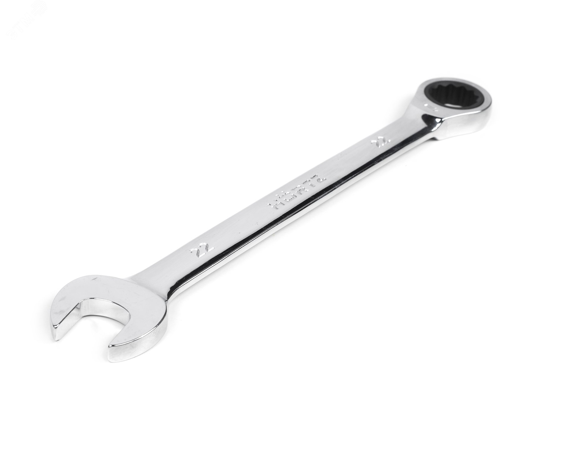 Изображение товара Ключ гаечный комбинированный трещоточный 22x22 хромированный HORTZ