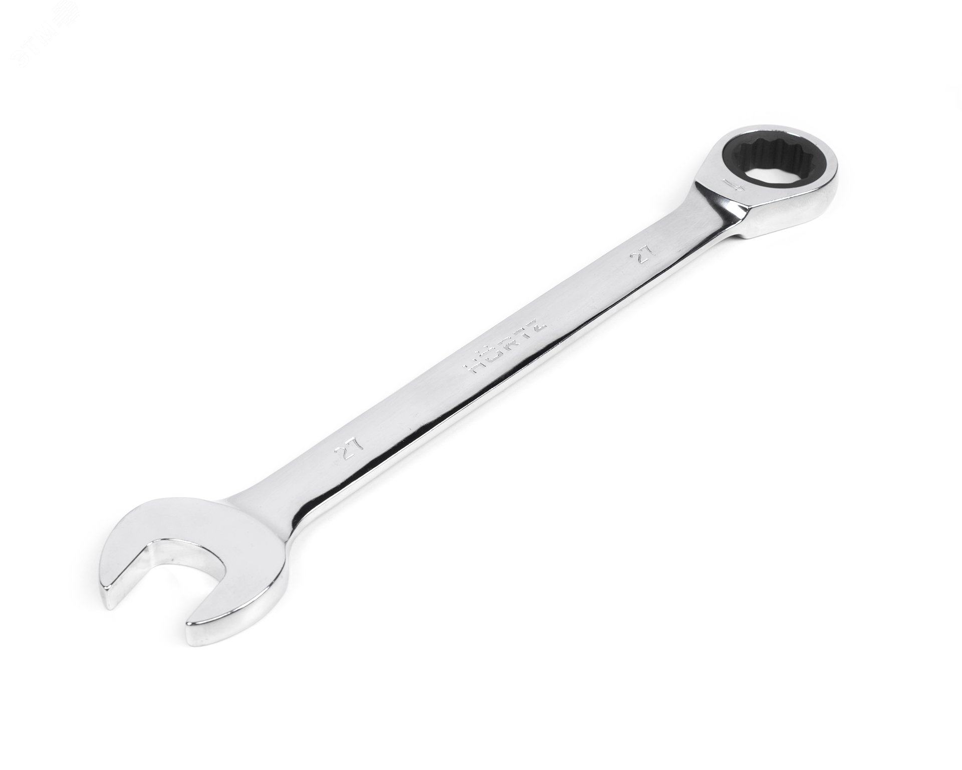 Изображение товара Комбинированный трещоточный ключ 27x27 хромированный HORTZ