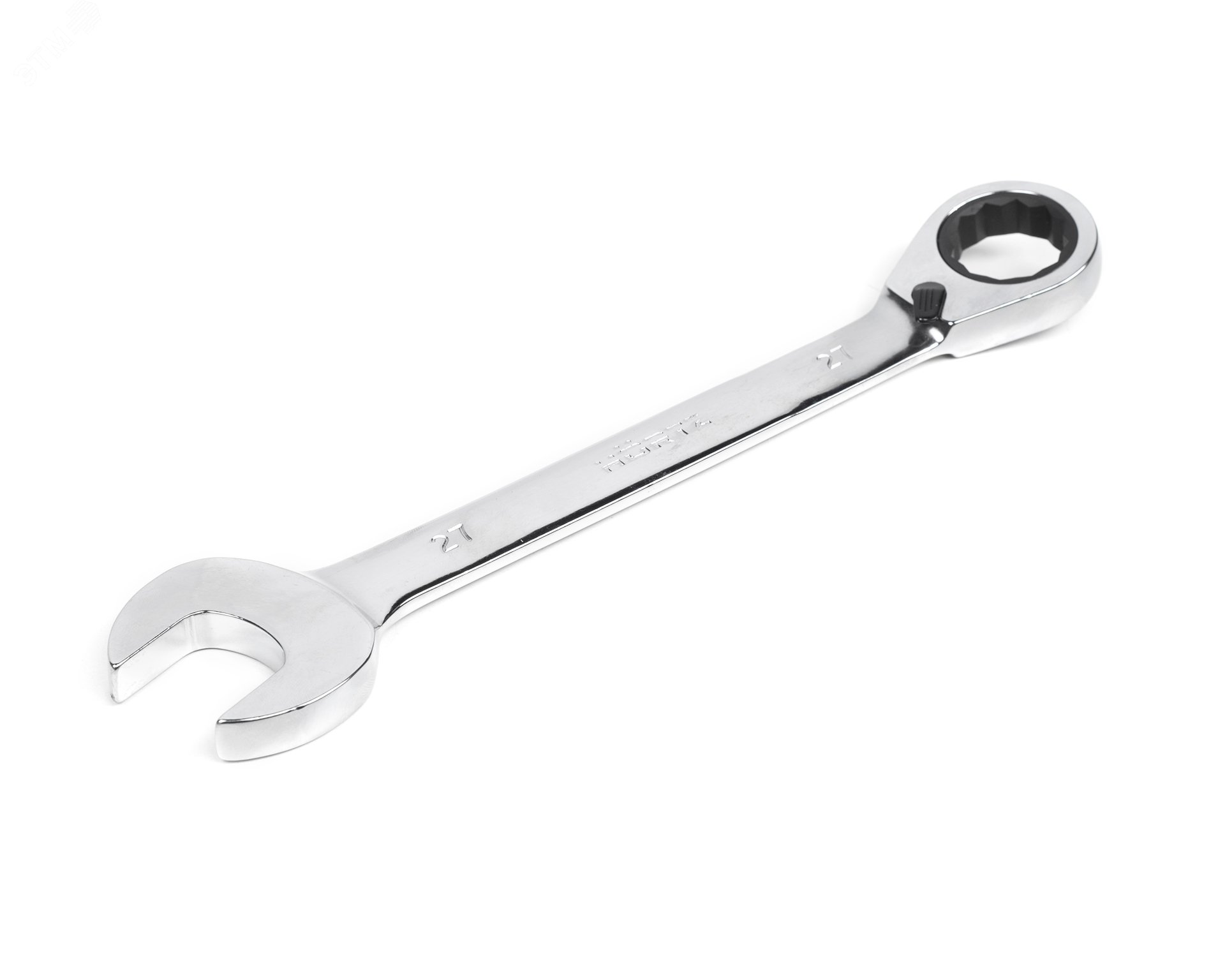 Изображение товара Ключ комбинированный трещоточный 27х27 хромированный с реверсом