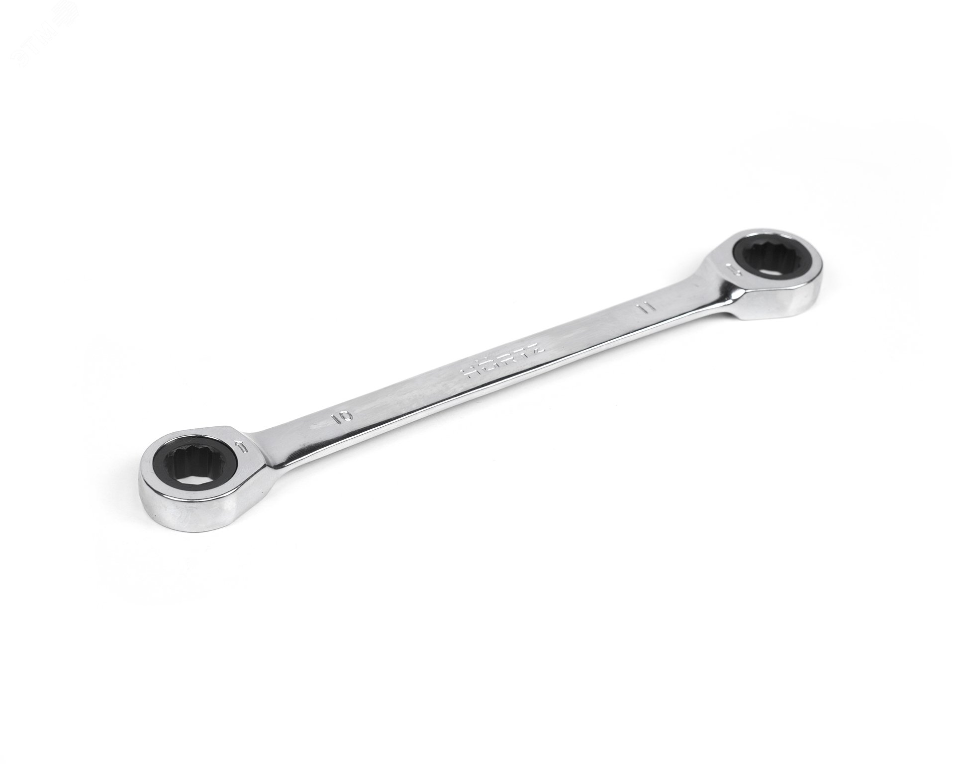 Изображение товара Ключ накидной двусторонний 10х11 трещоточный хромированный (шт)