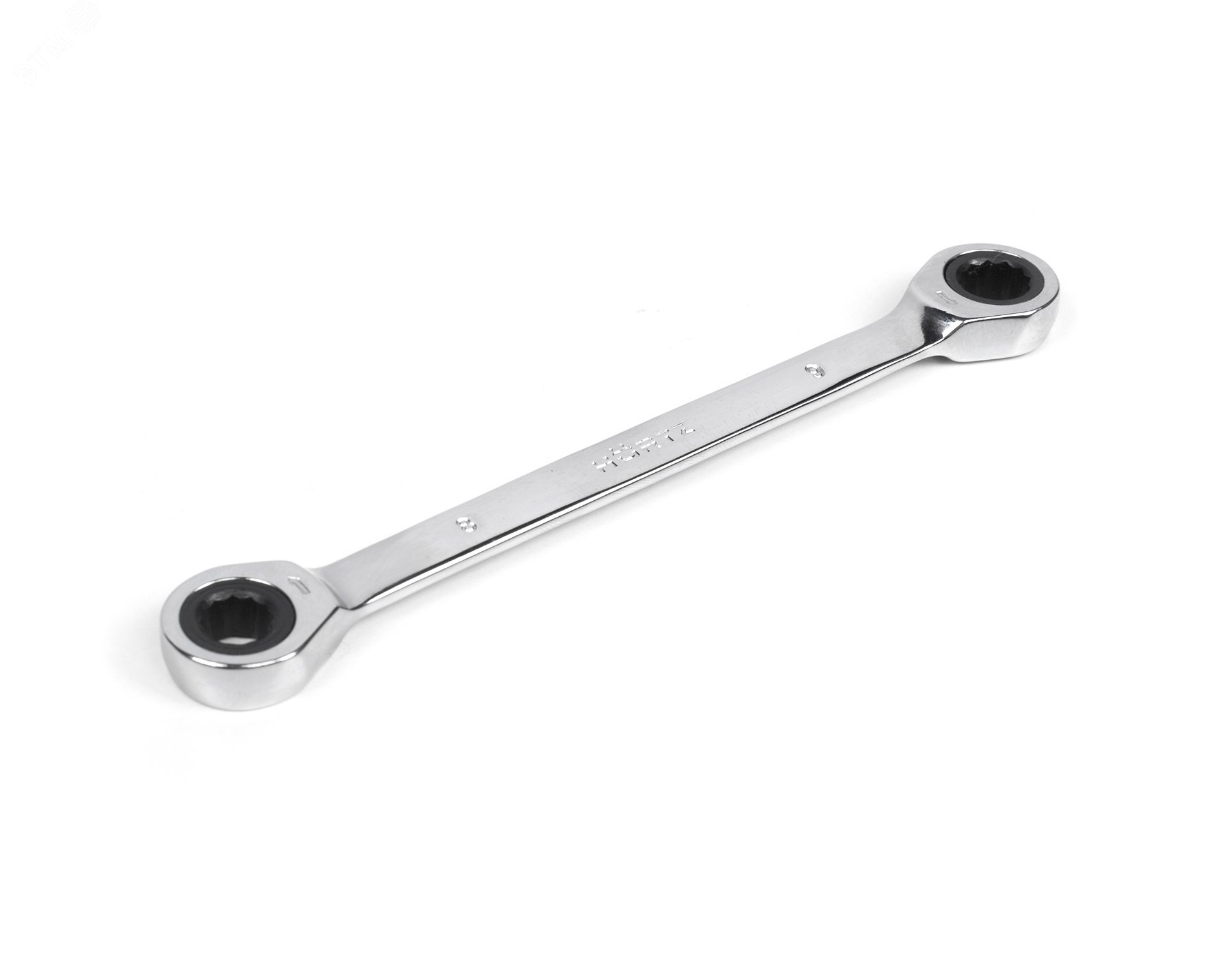 Изображение товара Накидной двусторонний трещоточный ключ 8x9 мм хромированный HORTZ