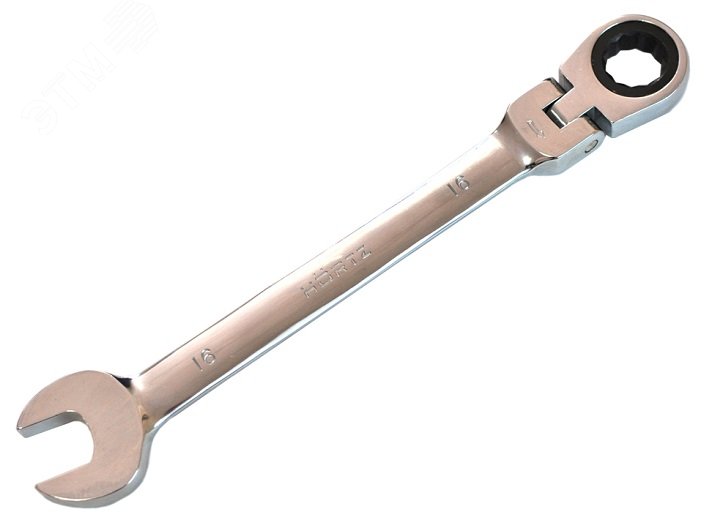 Ключ комбинированный трещоточный шарнирный 10х10 хромированный 118742 Hortz