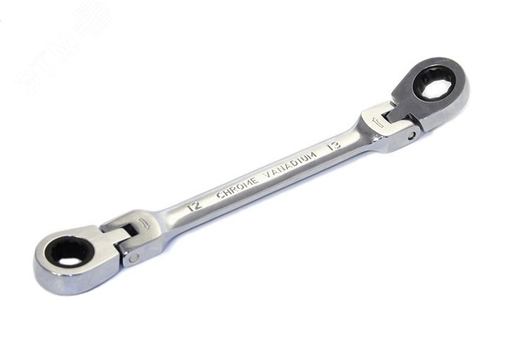 Ключ накидной двусторонний 10х12 трещоточный шарнирный хромированный 118759 Hortz