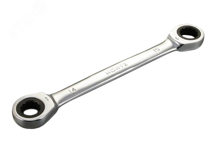 Изображение товара Ключ накидной двусторонний 12х13 трещоточный хромированный (шт)