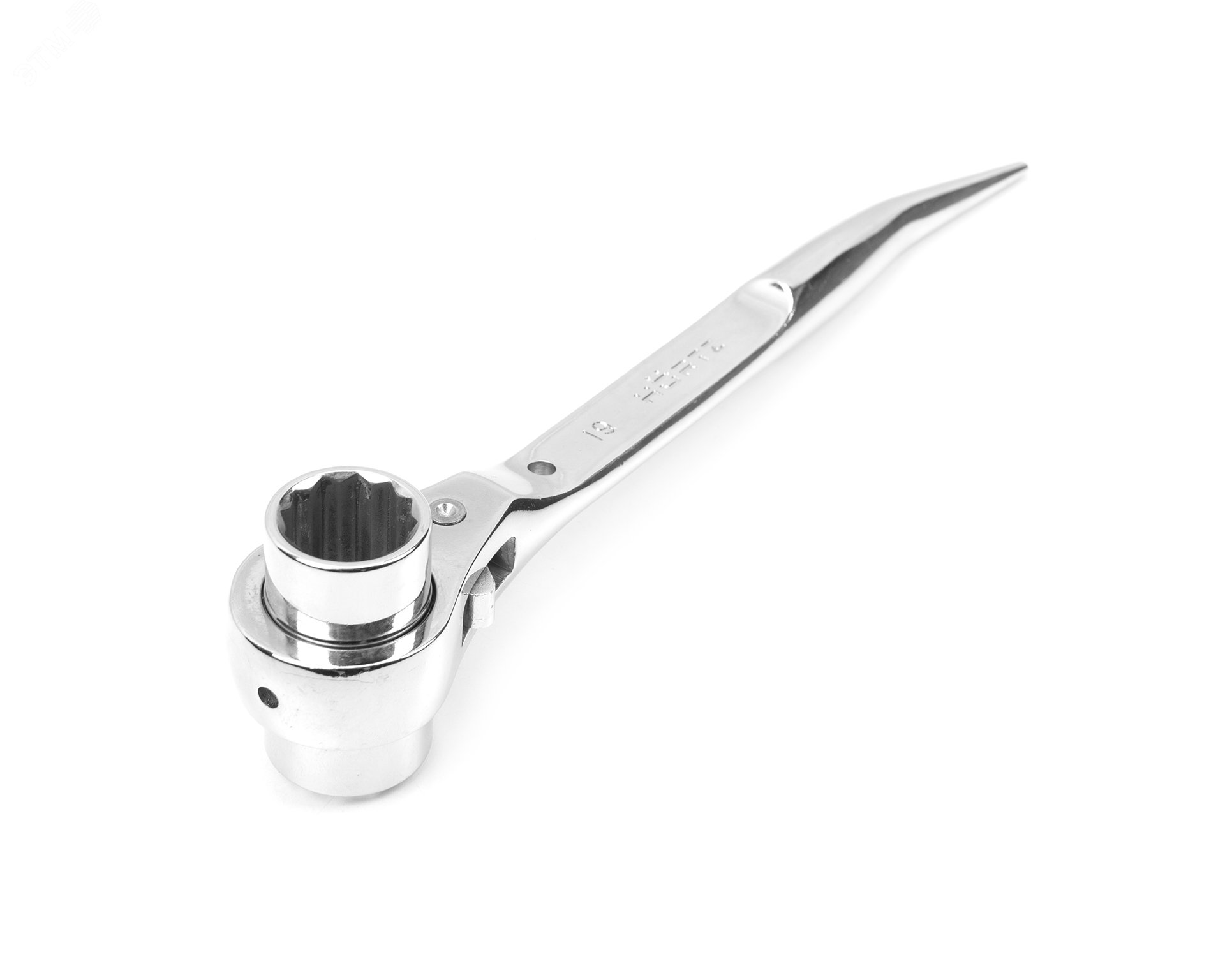 Изображение товара Ключ коликовый торцевой двусторонний трещоточный 19x21 хромированный