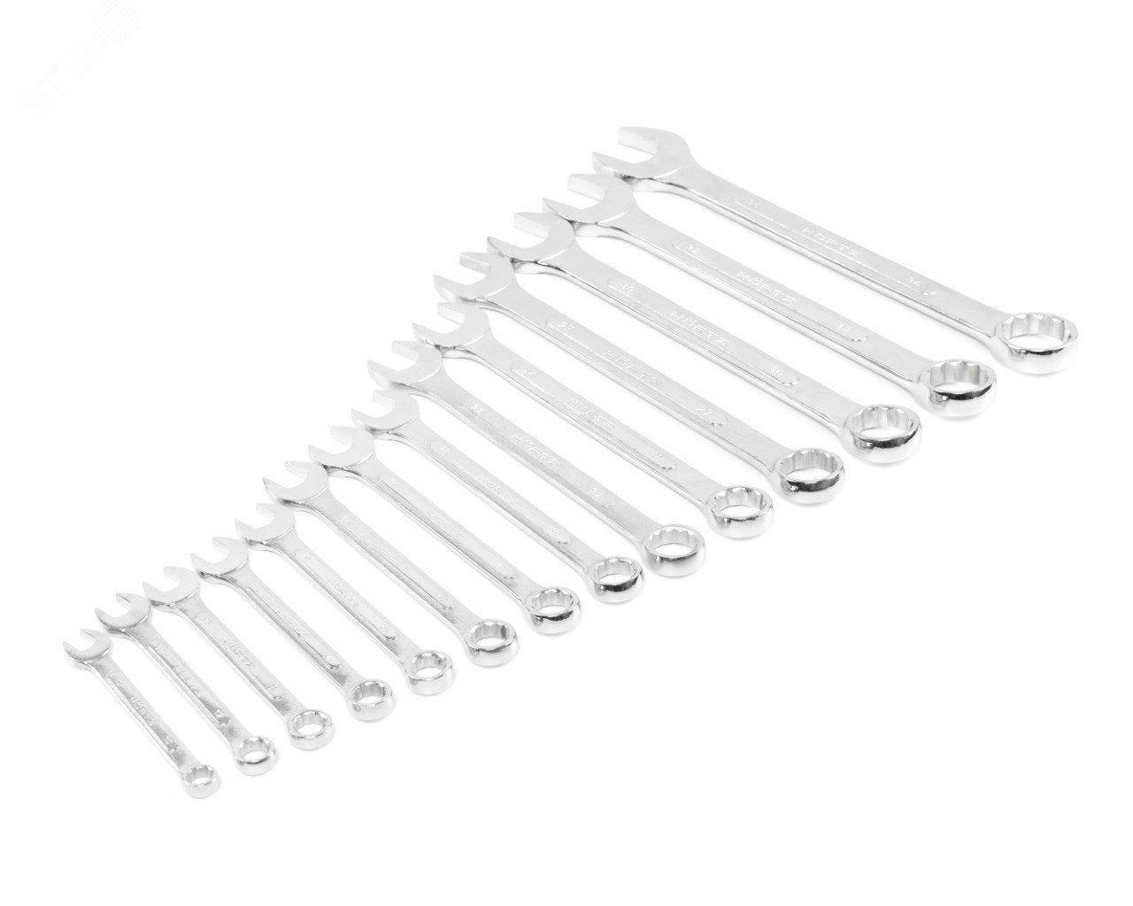 Изображение товара Набор ключей гаечных комбинированных 14 шт 10-36 хромированные инструмент