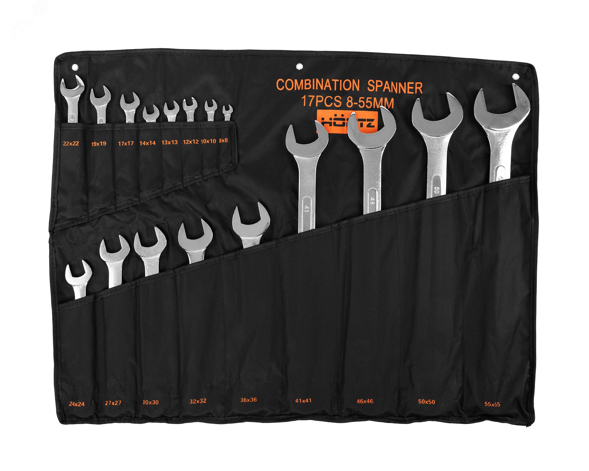 Изображение товара Набор ключей гаечных комбинированных 17шт. (8-55) хромированные (шт)