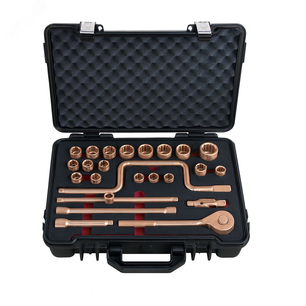 Изображение товара Набор торцевых головок искробезопасных №101H 1/2'', 24 предмета BeCu (шт)