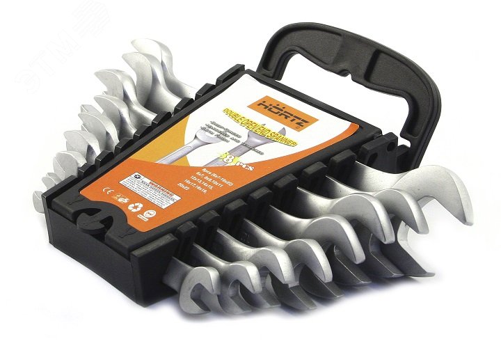 Изображение товара Набор ключей гаечных (рожковых) двусторонних 9 шт. (8-24) сатинированные в клипсе (шт)