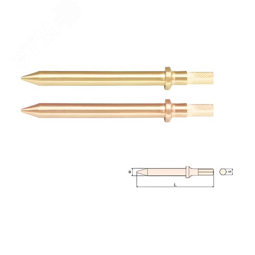 Изображение товара Долото-пика пневматическое (12х125 мм) искробезопасный сплав BeCu 226-1002 (шт)