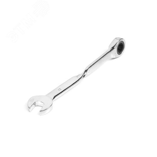 Изображение товара Ключ комбинированный трещоточный удлиненный 11х11 с изогнутой рукояткой хромированный (шт)