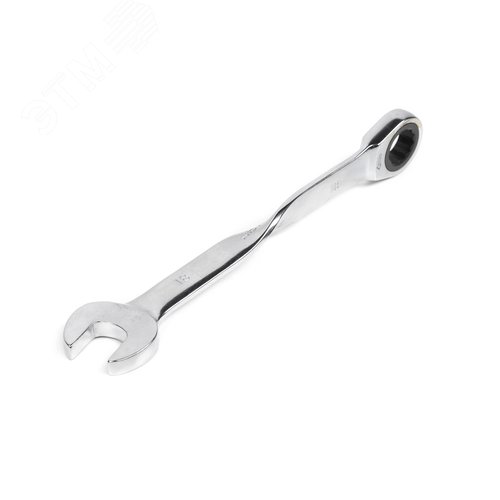 Изображение товара Ключ комбинированный трещоточный удлиненный 18х18 с изогнутой рукояткой хромированный (шт)