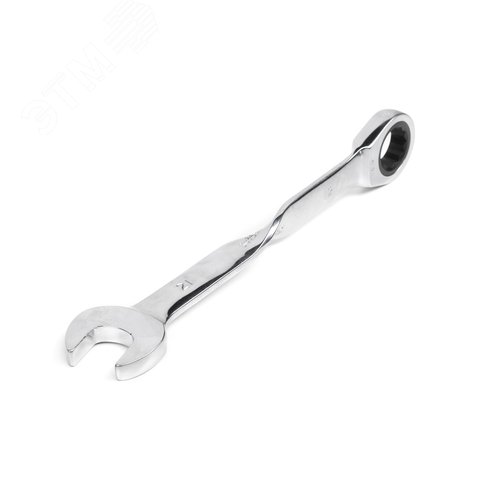 Изображение товара Ключ комбинированный трещоточный удлиненный 21х21 с изогнутой рукояткой хромированный (шт)