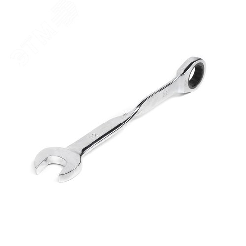 Изображение товара Ключ комбинированный трещоточный удлиненный 22х22 с изогнутой рукояткой хромированный (шт)