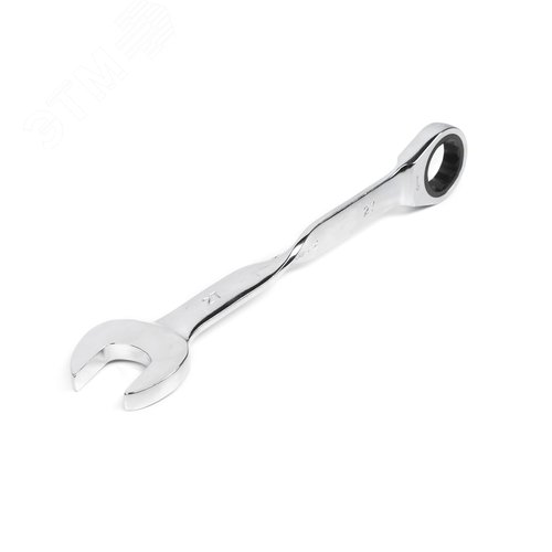 Изображение товара Ключ комбинированный трещоточный удлиненный 27х27 с изогнутой рукояткой хромированный (шт)