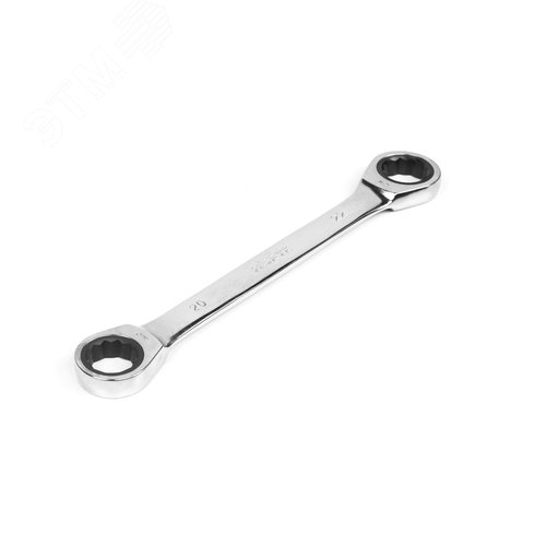 Изображение товара Ключ накидной двусторонний 20х22 трещоточный хромированный (шт)