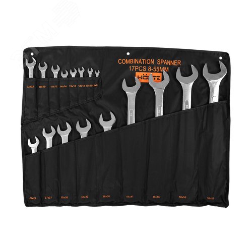 Изображение товара Набор ключей гаечных комбинированных 17шт. (8-55) хромированные (шт)