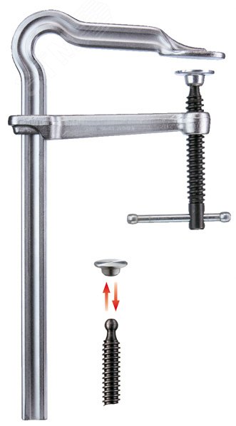 Изображение товара Струбцина OMEGA цельнометаллическая 500/120, усилие 5 кН, с Т-образной рукояткой, фиксированная скоба с запатентованной дугой OMEGA (шт)