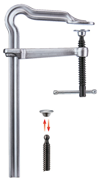 Струбцина OMEGA цельнометаллическая 500/120, усилие 5 кН, с Т-образной рукояткой, фиксированная скоба с запатентованной дугой OMEGA