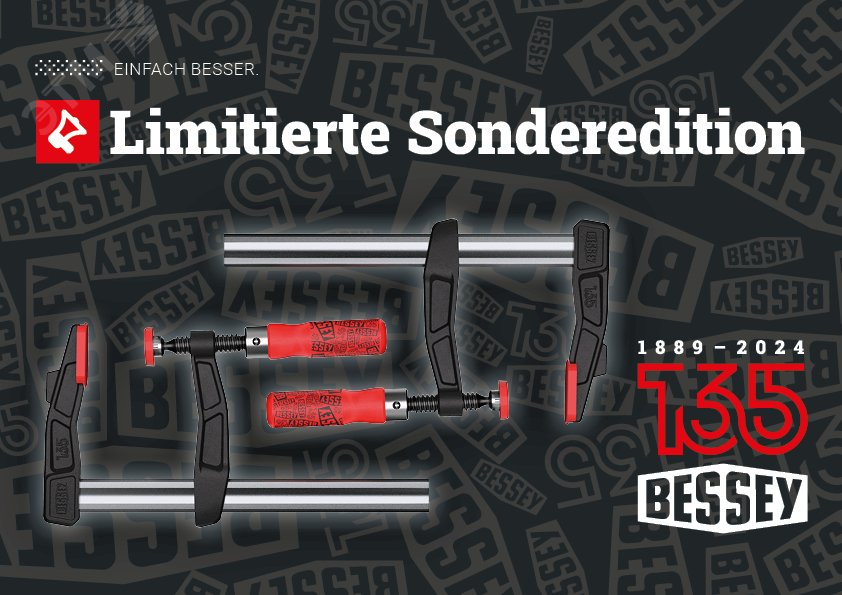 Изображение товара Набор струбцин TG25 2 шт BESSEY 250/120 6 кН Германия юбилейное издание