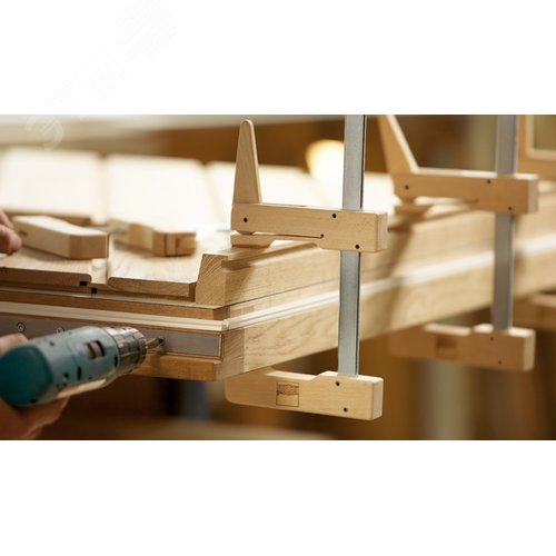 Струбцина Kleммy деревянная 600/110, опорная поверхность из прессованной пробковой крошки для щадящего зажима - фото 3