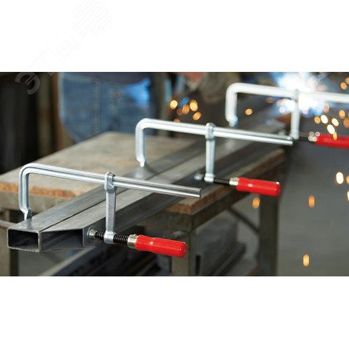 Струбцина classiX цельнометаллическая 160/80, усилие: 5 кН, c деревянной рукояткой - фото 4